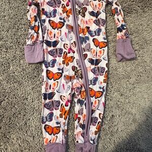 Little Sleepies Butterfly Print One-Piece Footie - Orange, Purple, Pink
